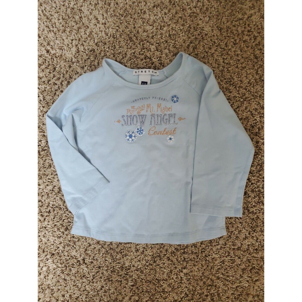 Girl's gap small 5-6 snow angel blue long sleeve top